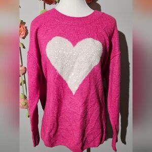NWT CeCe Plush Sequin Heart Sweater Plus Size 1X